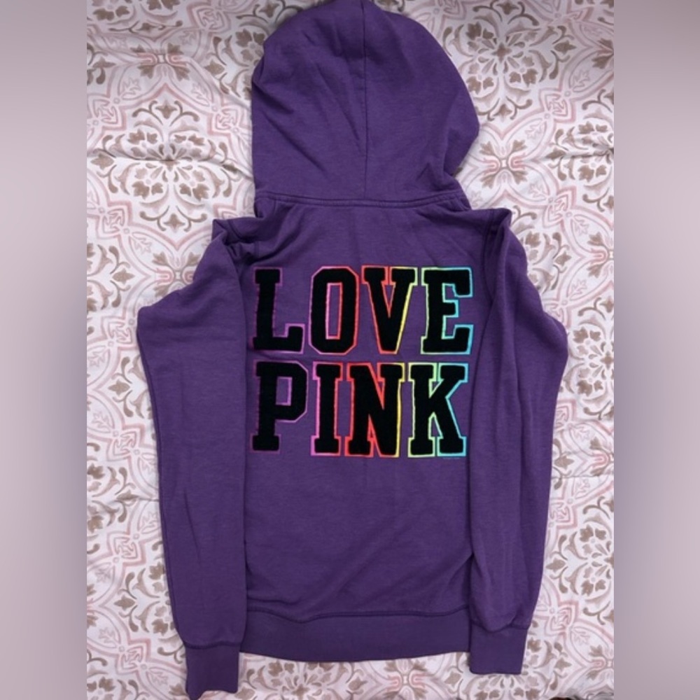 Purple PINK hoodie with heart & rainbow PINK logo - Picture 10 of 10